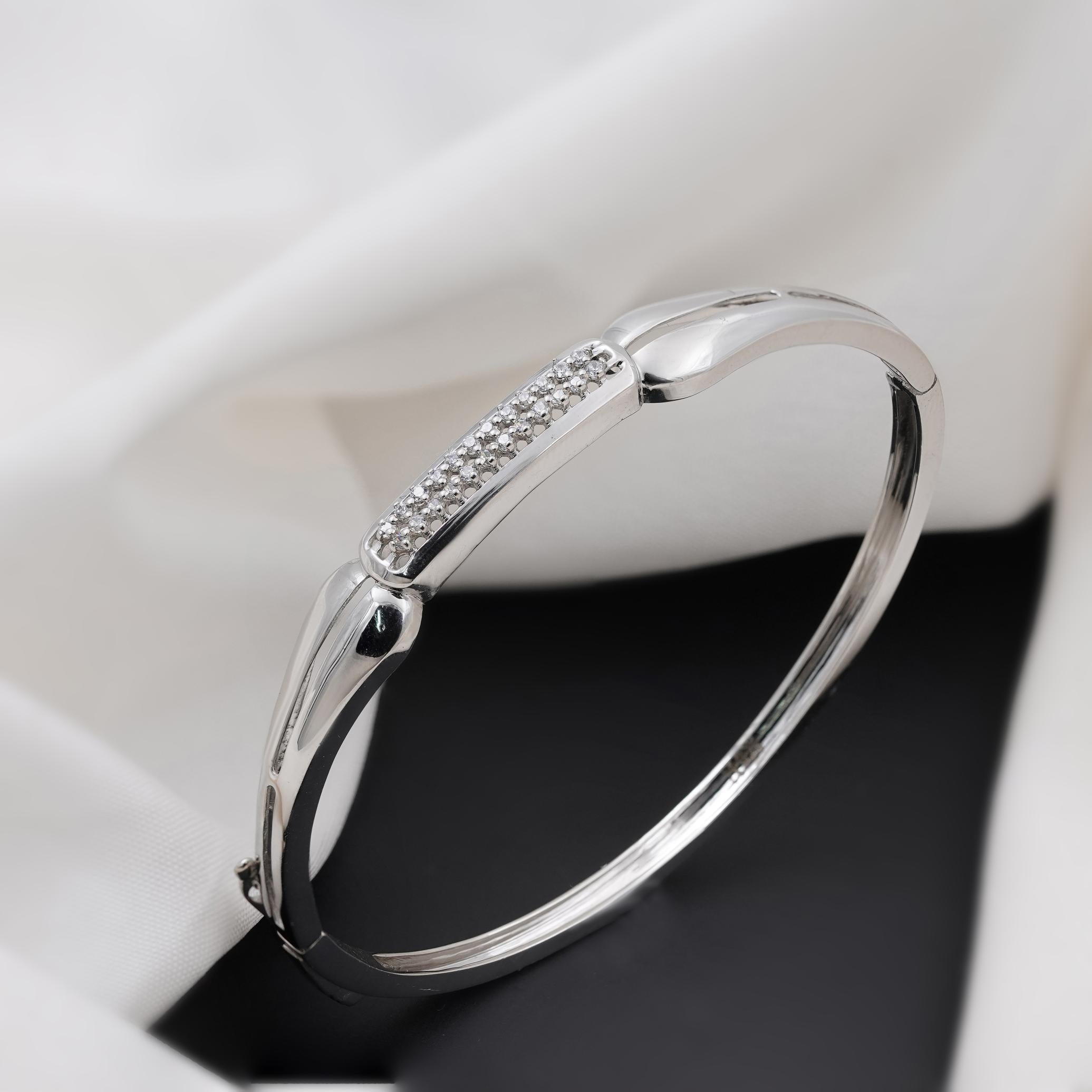 Minimal Diamond Bar Silver Bracelet for Women