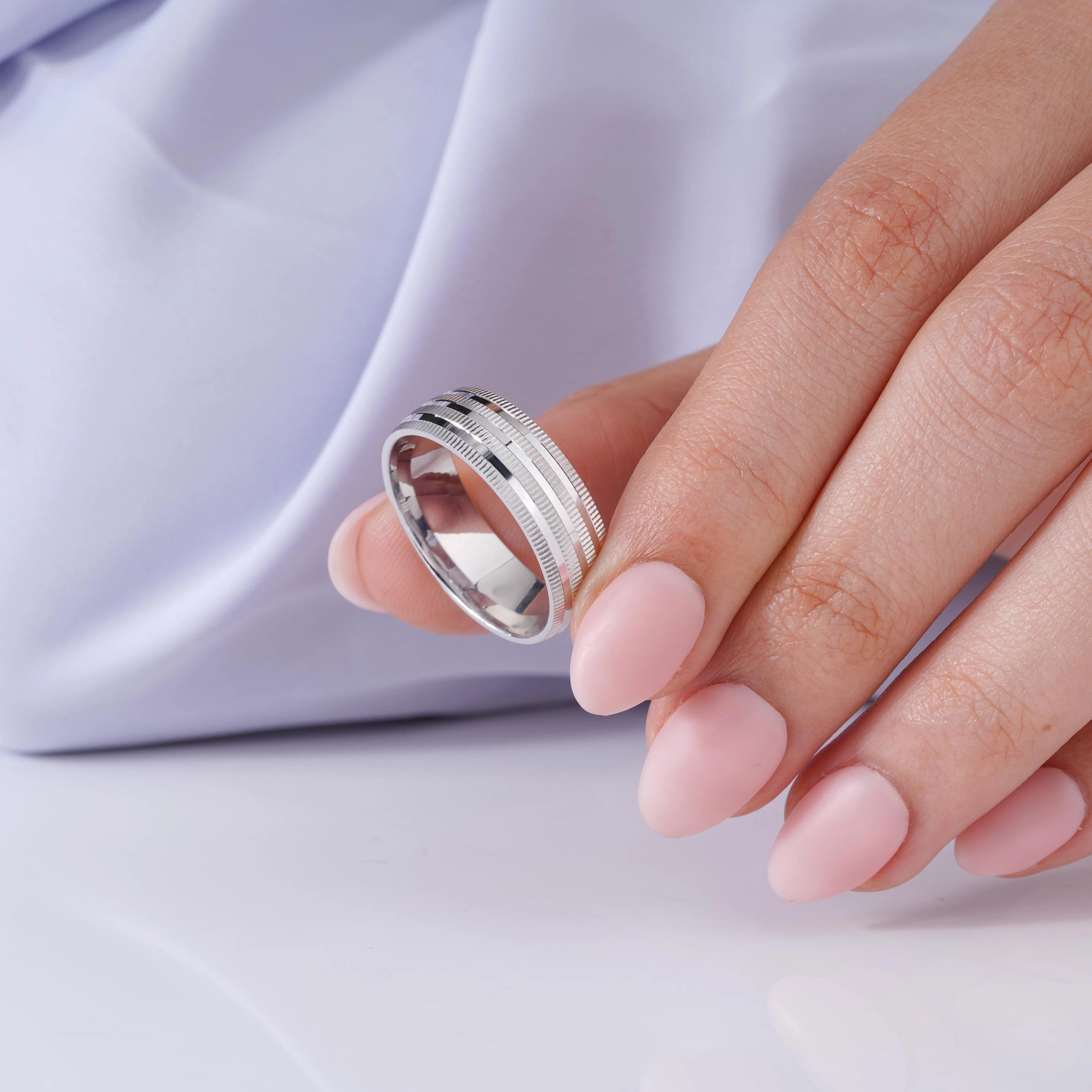Luxury 925 Sterling Silver Men’s Ring with Modern Textured Design 