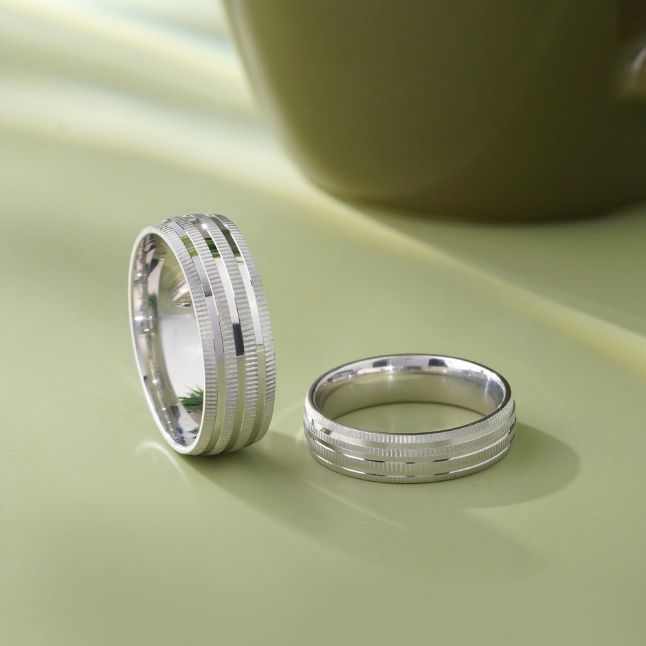 Modern Classic Pattern 925 Sterling Silver Couple Band for Men