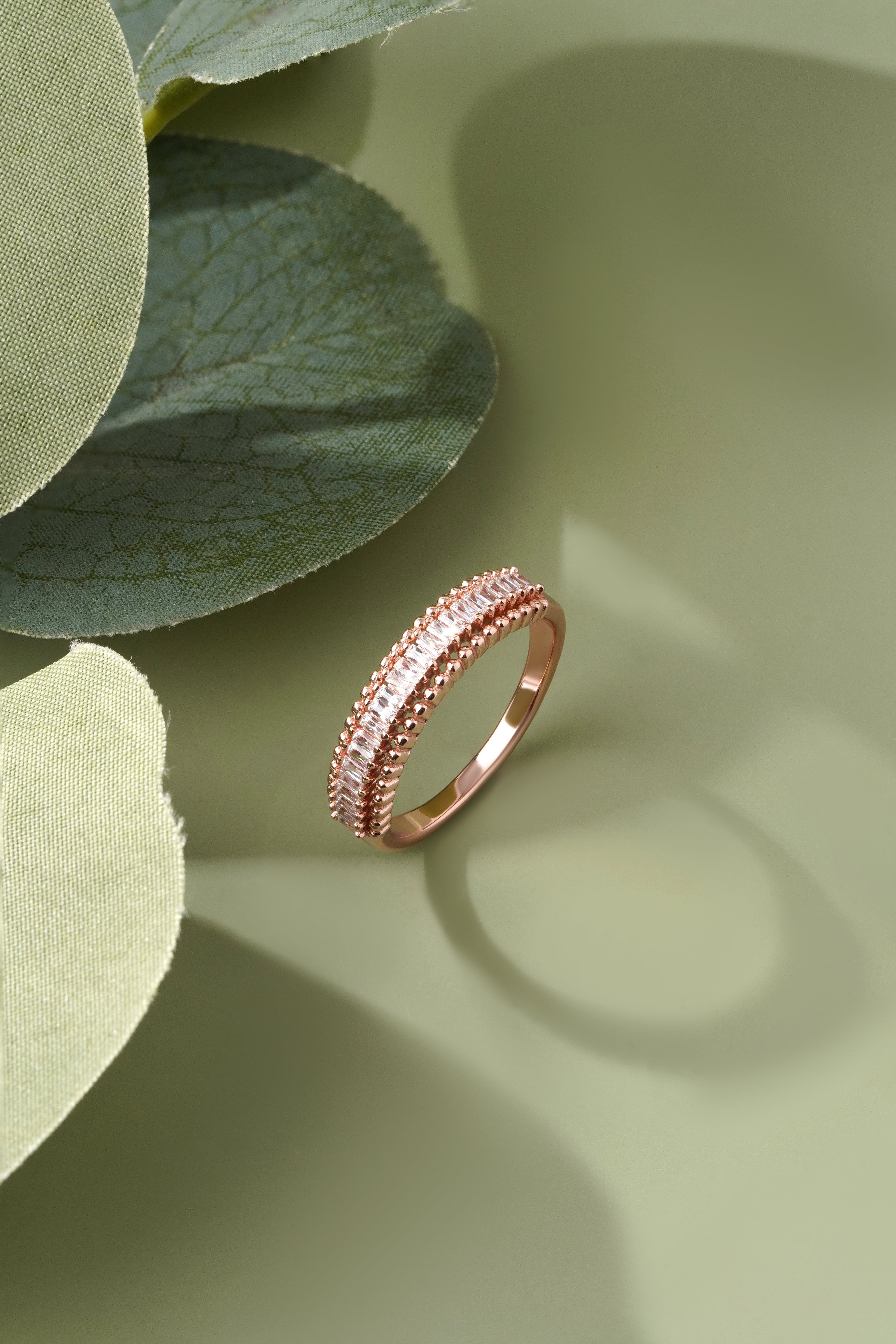 Square Diamond Band Rose Gold Ring