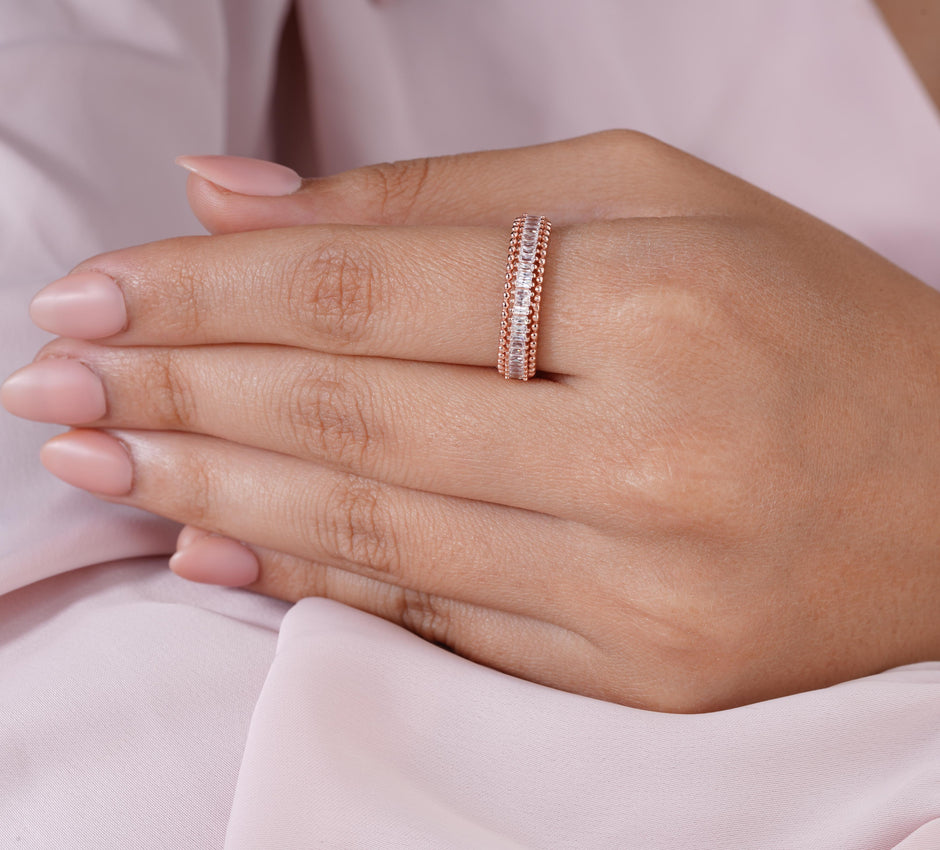 Square Diamond Band Rose Gold Ring