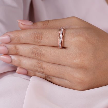 Square Diamond Band Rose Gold Ring