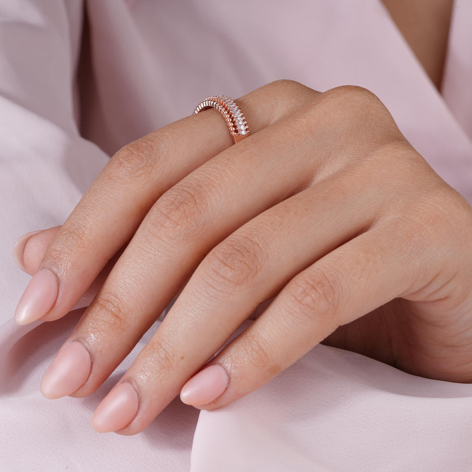 Square Diamond Band Rose Gold Ring