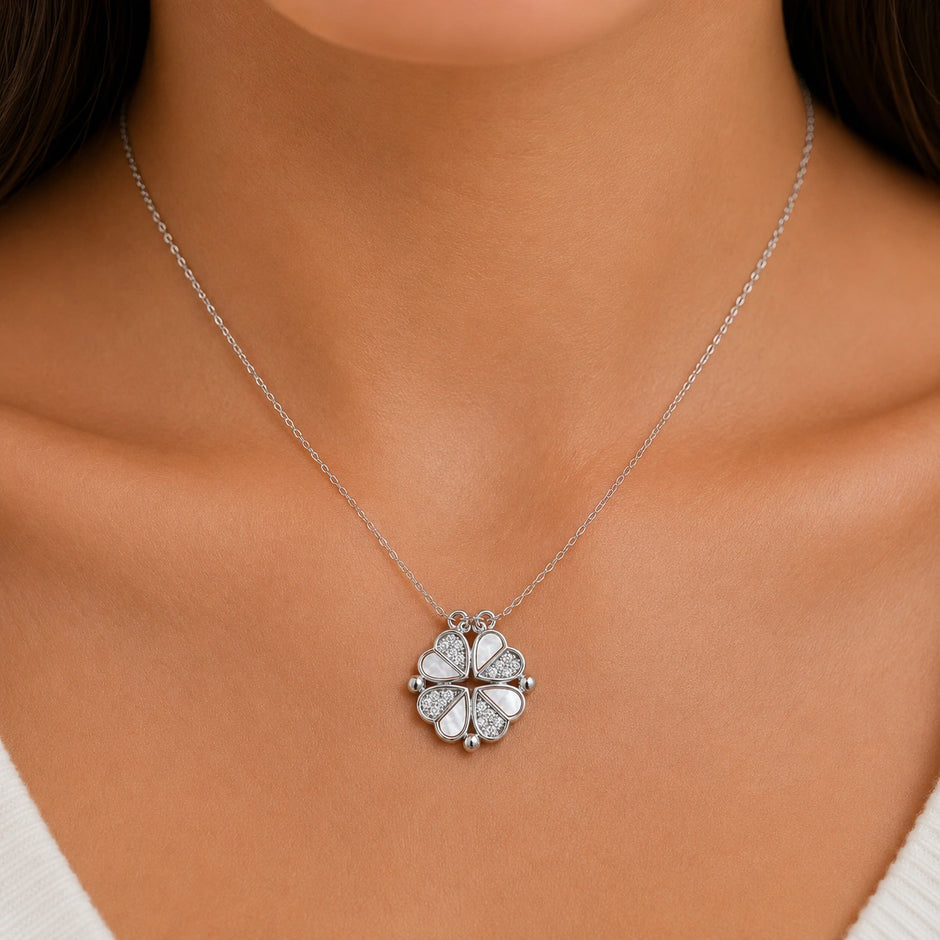 Clover Diamond 925 Sterling Silver Pendant Chain for Women