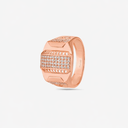 Cluster CZ Diamond 925 Sterling Silver Rose Gold Ring for Men