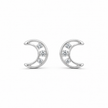 Crescent Moon CZ Diamond 925 Sterling Silver Stud Earrings for Women