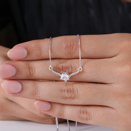 Silver solitaire pendant mangalsutra.