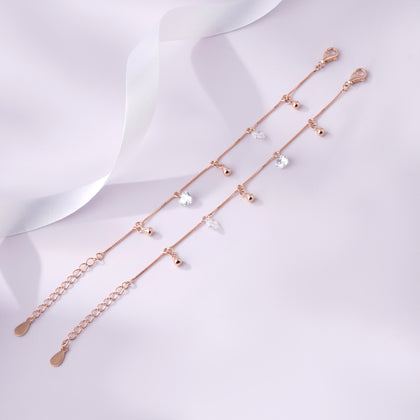 Crystal Drop Design 925 Sterling Silver Rose Gold Kid's Bracelet
