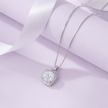 Crystal Halo White Diamond 925 Sterling Silver Pendant Chain for Women