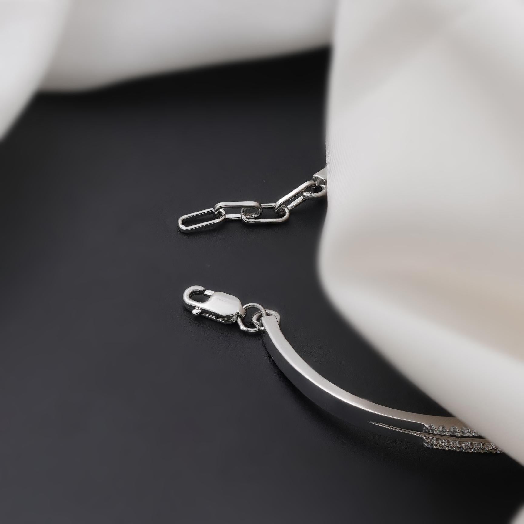 Modern Diamond Cuff Silver Bracelet for Women