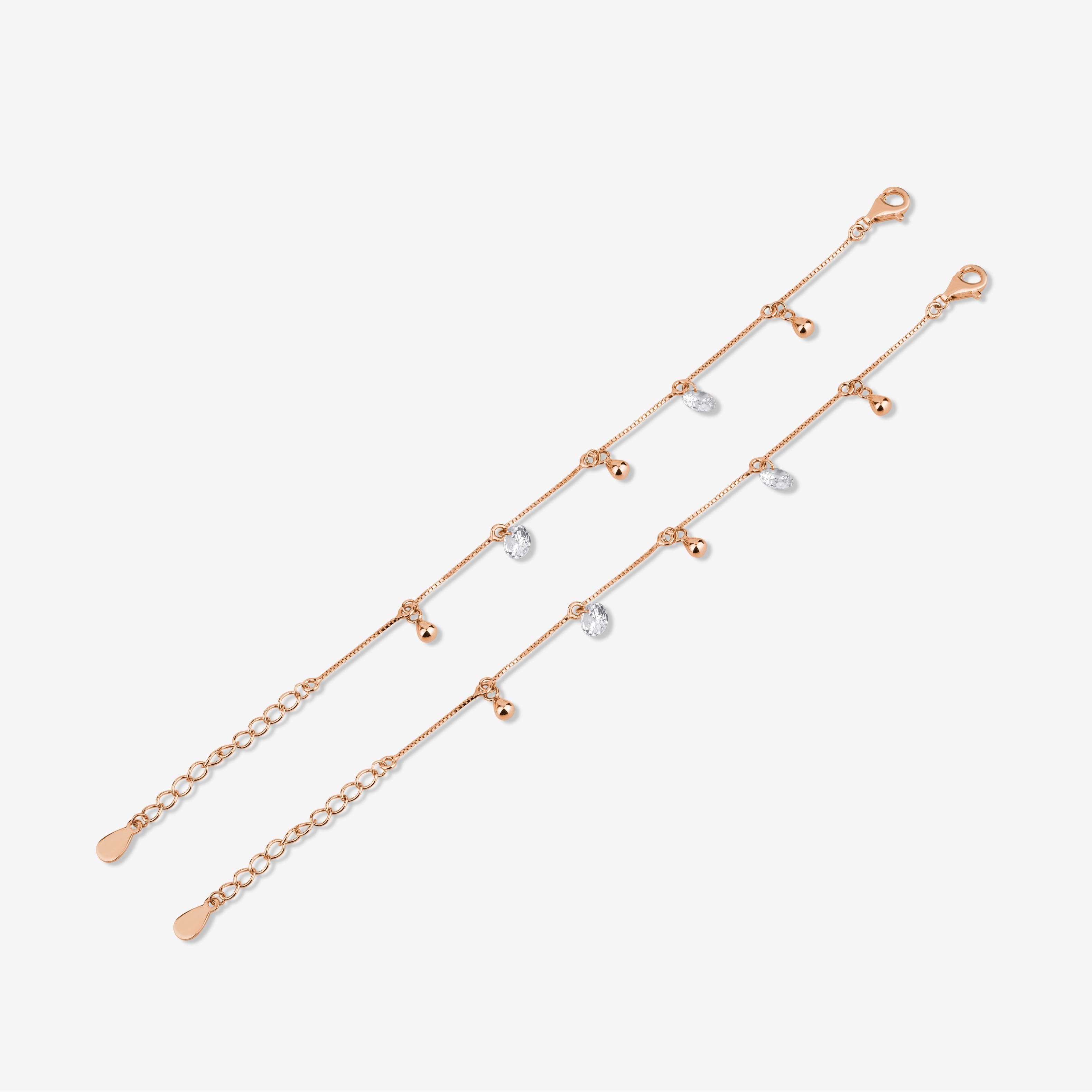 Crystal Drop Design 925 Sterling Silver Rose Gold Kid's Bracelet
