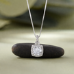 Crystal Halo White Diamond 925 Silver Pendant Necklace
