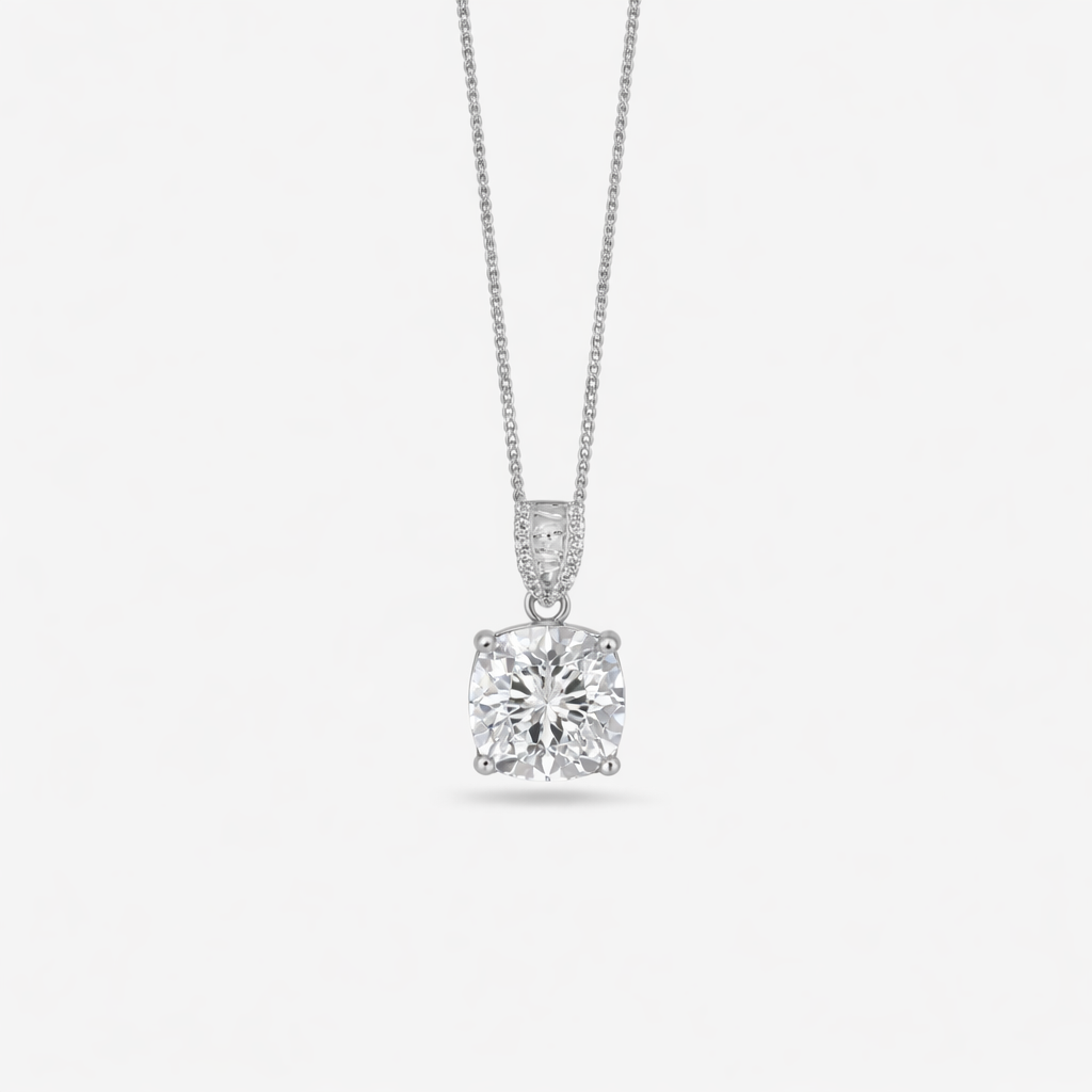 crystal radiance square 925 silver pendant chain