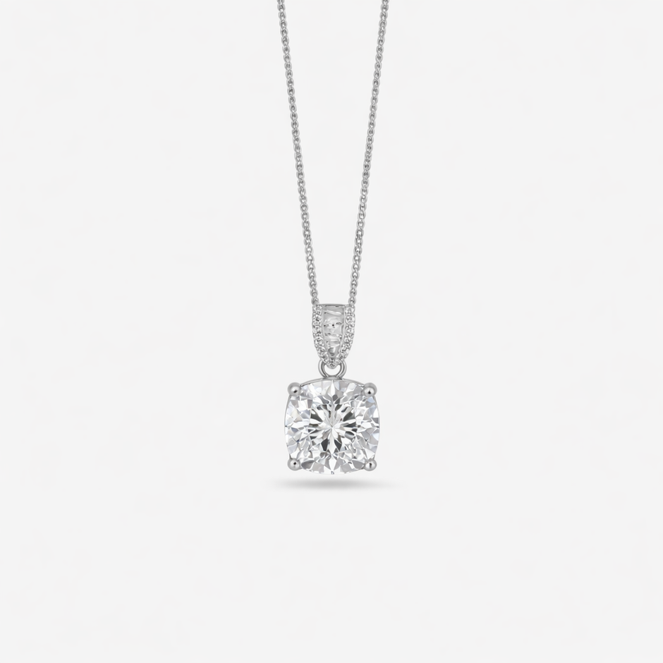 crystal radiance square 925 silver pendant chain