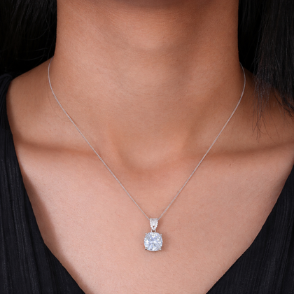 crystal radiance square 925 silver pendant chain
