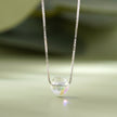 Crystal Round Shape 925 Sterling Silver Pendant Chain for Women
