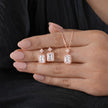 Cubic Zirconia Diamond CZ 925 Sterling Silver Rose Gold Pendant Set for Women