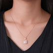 Cubic Zirconia Diamond CZ 925 Sterling Silver Rose Gold Pendant Set for Women