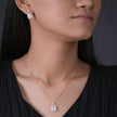 Cubic Zirconia Diamond CZ 925 Sterling Silver Rose Gold Pendant Set for Women