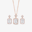 Cubic Zirconia Diamond CZ 925 Sterling Silver Rose Gold Pendant Set for Women