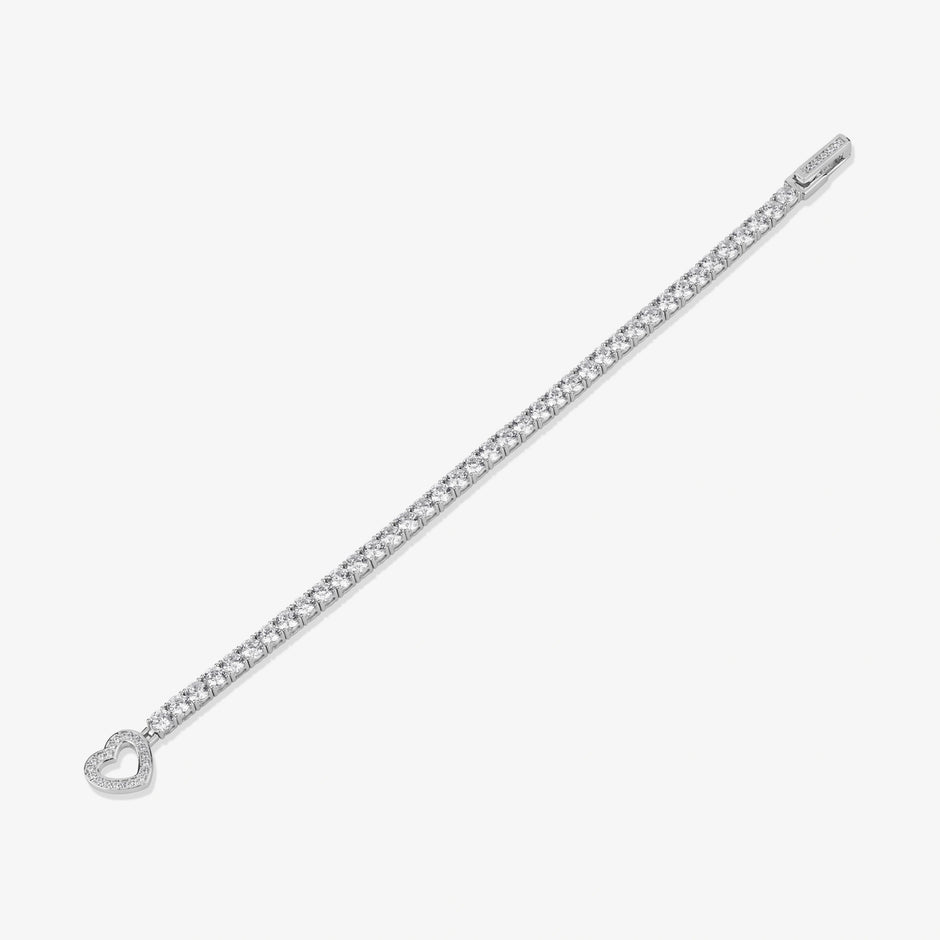Heart Tennis Diamond Silver Bracelet for Women