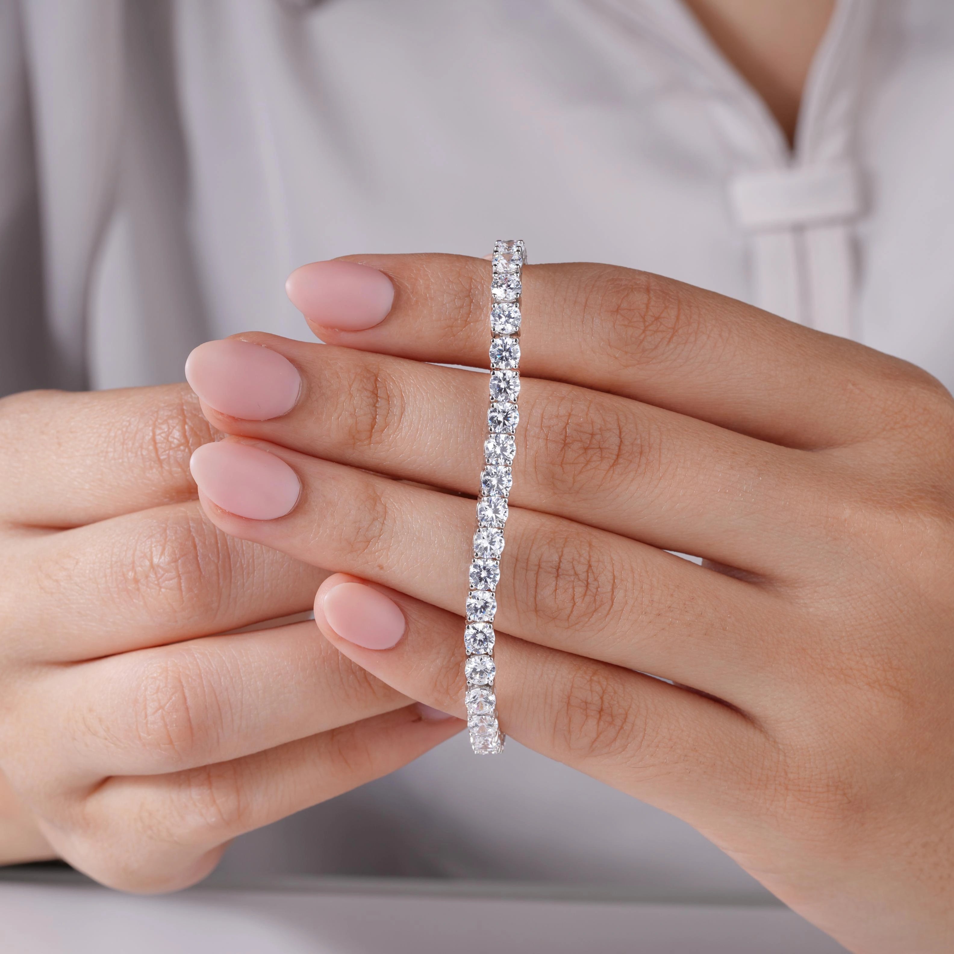Heart Tennis Diamond Silver Bracelet for Women