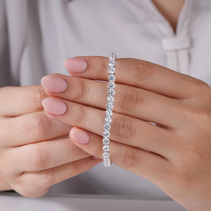 Heart Tennis Diamond Silver Bracelet for Women