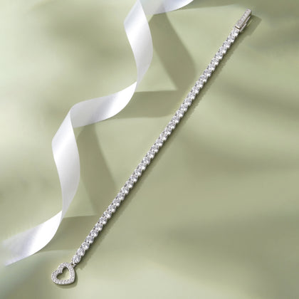 Heart Tennis Diamond Silver Bracelet for Women