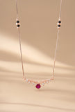 Curve Red Stone 925 Sterling Silver Rose Gold Mangalsutra for Women