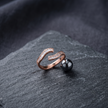 925 Sterling Silver Rose Gold Curved Baguette CZ Open Ring