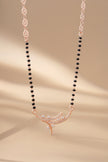 Curved Design Black Bead Chain 925 Sterling Silver Mangalsutra for Women