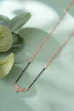 Curved Design Black Bead Chain 925 Sterling Silver Mangalsutra for Women