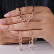 Curved Design Black Bead Chain 925 Sterling Silver Mangalsutra for Women