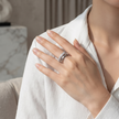 925 Sterling Silver Curved Pavé Cubic Zirconia Ring for Women – Minimalist Open Wrap Band