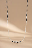 Curved Silver Black Beaded 925 Sterling Silver Mangalsutra  for Women
