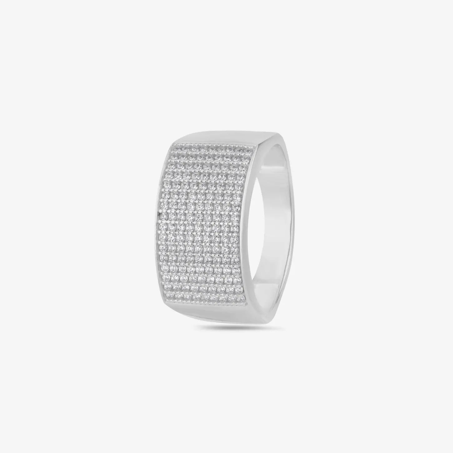 Curved Top Micro Pavé cz 925 sterling Silver Ring for men