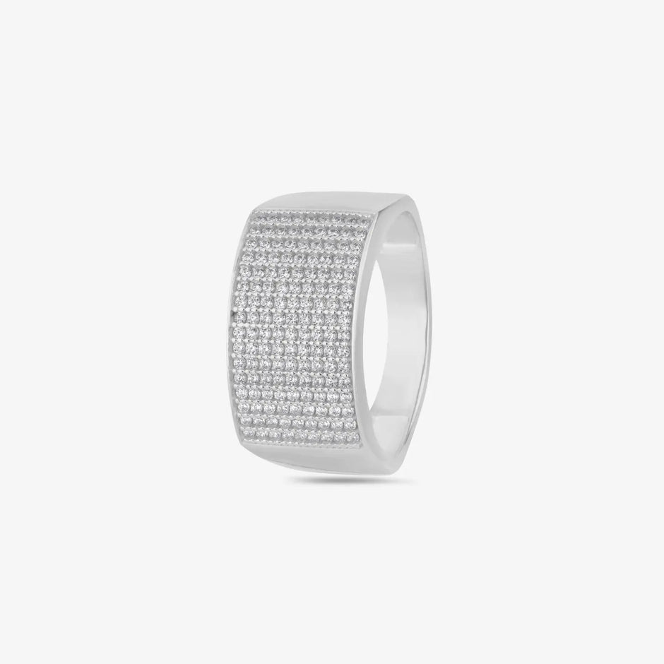 Curved Top Micro Pavé cz 925 sterling Silver Ring for men