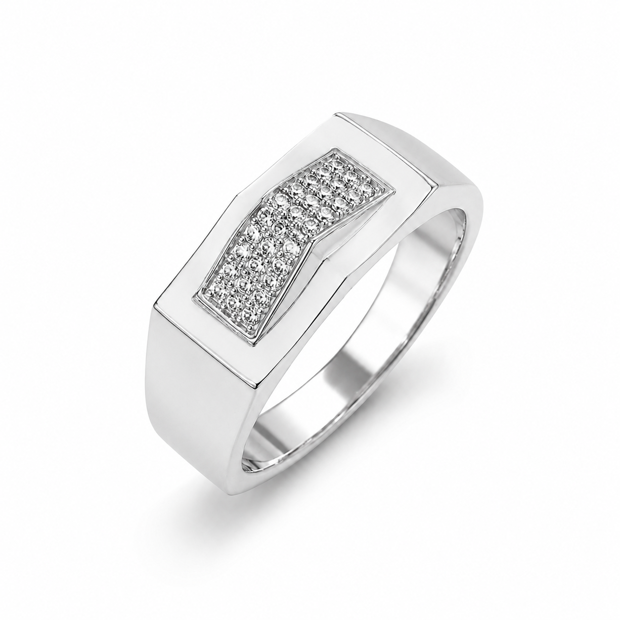 925 sterling silver men’s curved CZ statement ring