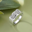 Curved CZ Design 925 Sterling Silver Men's Modern Statement Ring