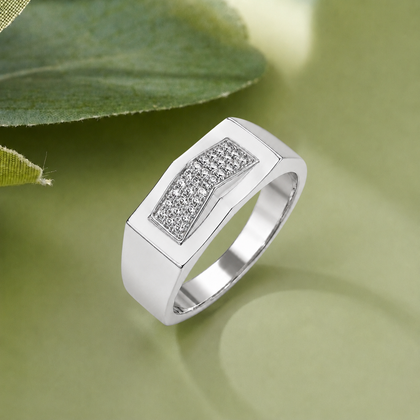 925 sterling silver men’s curved CZ statement ring