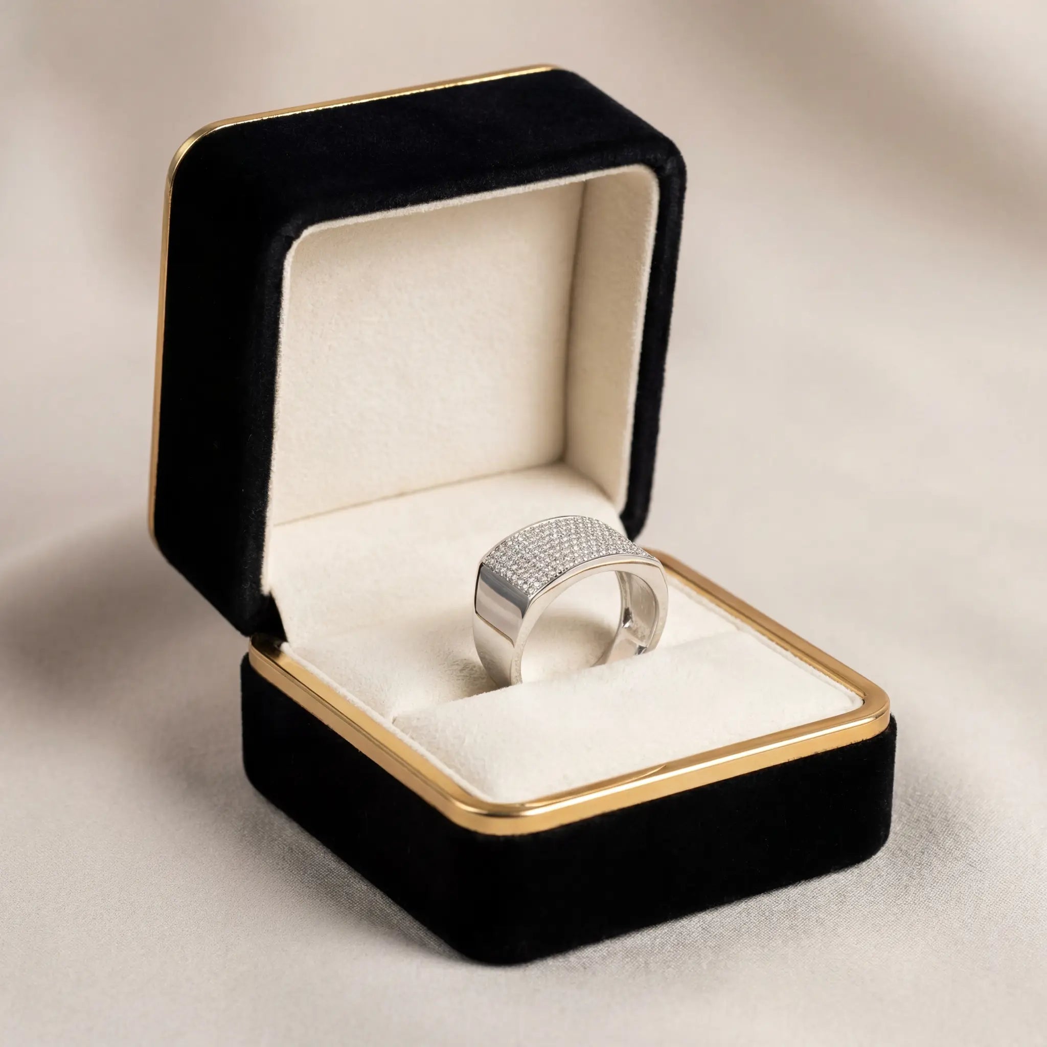 Curved Top Micro Pavé cz 925 sterling Silver Ring for men