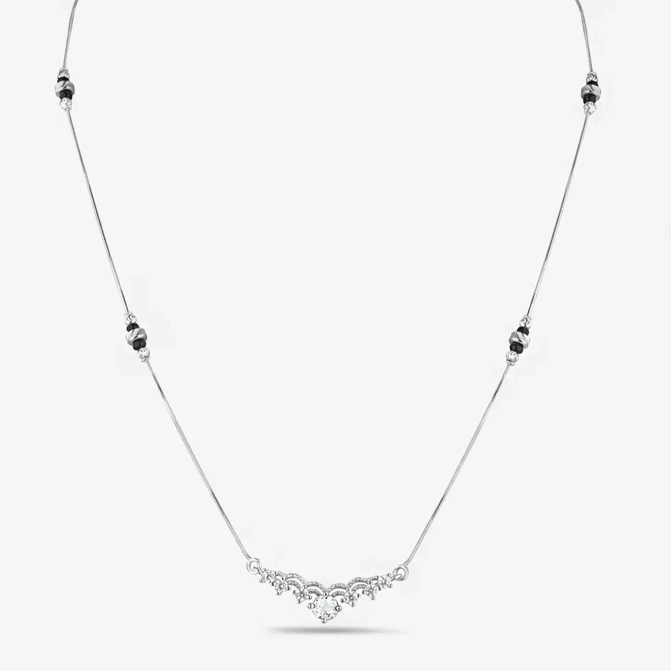 Curved White Stone 925 Sterling Silver Mangalsutra for Women