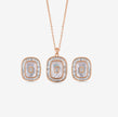 Cushion Pearl 925 Sterling Silver Rose Gold Pendant Set for Women