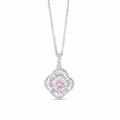 Cushion Diamond Floral 925 Sterling Silver Pendant Necklace for Women