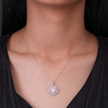 Cushion Diamond Floral 925 Sterling Silver Pendant Necklace for Women