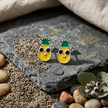 Cute Pineapple Enamel 925 Sterling Silver Stud Earrings for Women & Girls