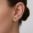 Cute Pineapple Enamel 925 Sterling Silver Stud Earrings for Women & Girls