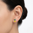 Cute Pineapple Enamel 925 Sterling Silver Stud Earrings for Women & Girls