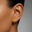 Cute Yellow Duck Enamel Design 925 Sterling Silver Stud Earrings for Kids