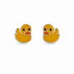 Cute Yellow Duck Enamel Design 925 Sterling Silver Stud Earrings for Kids